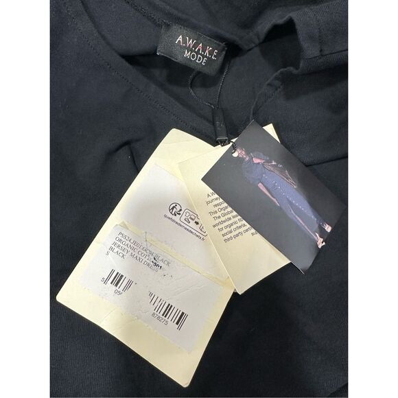 NWT AWAKE Mode Button Front Cutout Organic Cotton-Jersey Maxi Dress Black Small - Picture 11 of 11